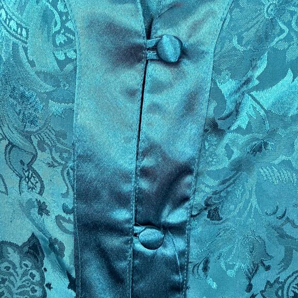 VTG 90'S VICTORIAS SECRET P/S Gold Label Teal Paisley Satin Romantic Nightshirt - Picture 8 of 10